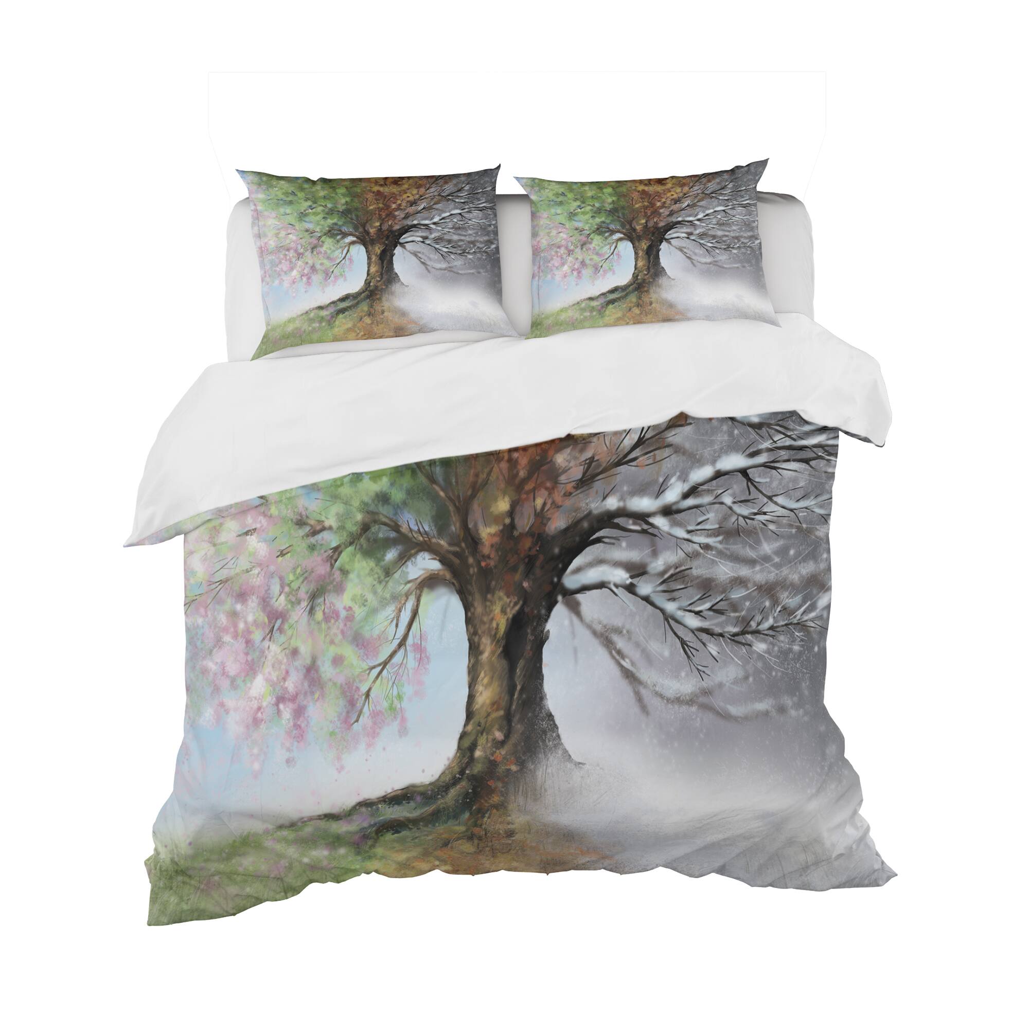 Designart 'Tree with Four Seasons' Traditional Bedding Set